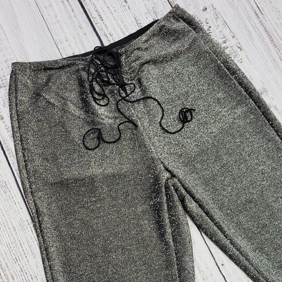 Shein Women's Small Black Glitter Gypsy Sexy Rave High Rise Flare Pants - Picture 3 of 8